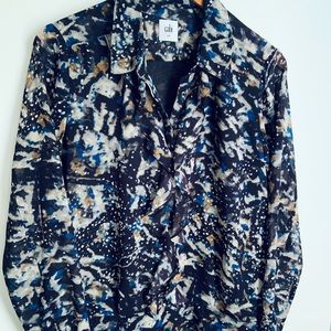 Cabi Starry Night Long Sleeve Ruffle Button Down
